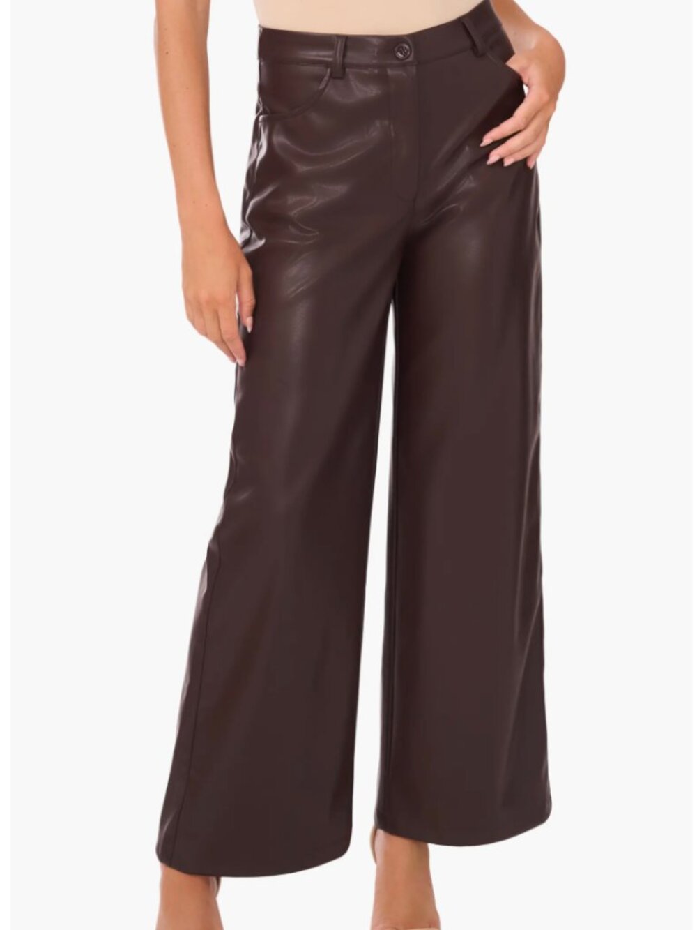 NWT Parker Faux Leather Wide Leg Pants Black Coffee size 0